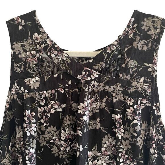 Entro Black Floral Sleeveless Shift Summer Mini Dress Women’s Size Small - Picture 2 of 5